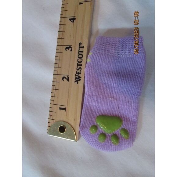 DOG PUPPY SOCKS SET OF 4 PURPLE WITH PINK SUNGLASSES RELAX SMALL - Picture 3 of 4